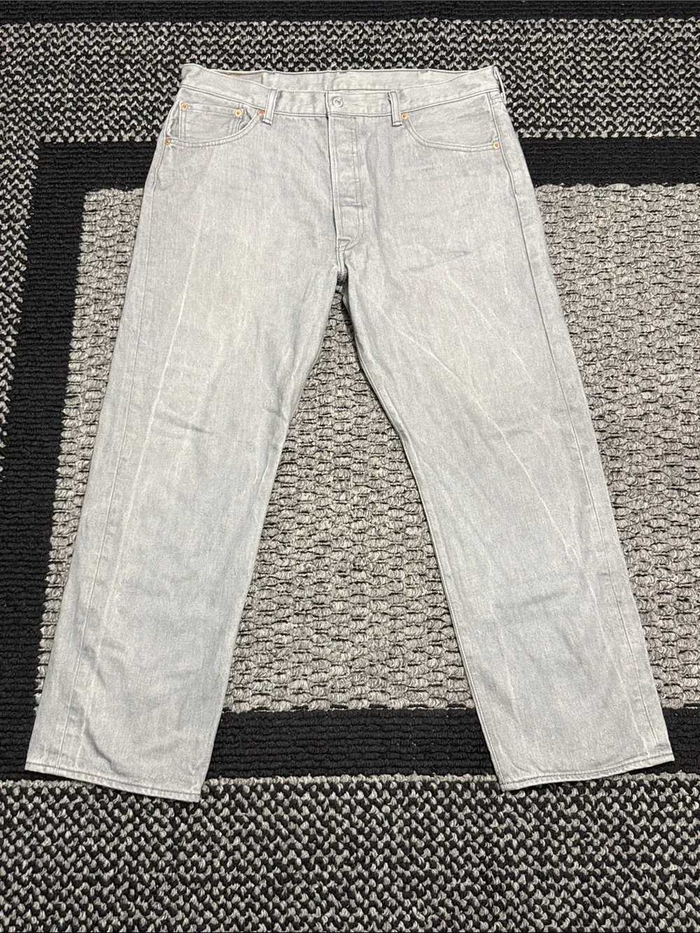 Levi's 501 Original Fit Straight Leg Men's Jeans 38 Gray Marbled Classic Denim